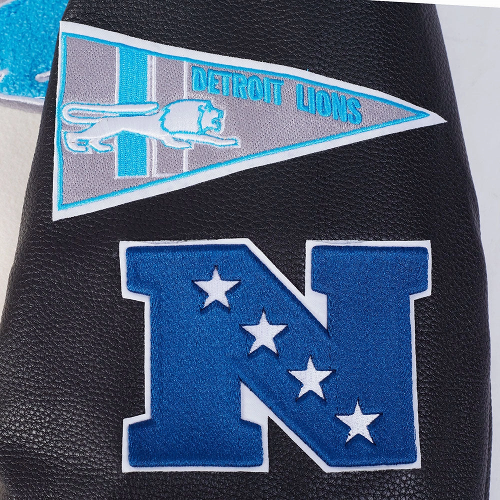NFL DETROIT LIONS RETRO CLASSIC MEN'S RIB WOOL VARSITY JACKET (EGGSHELL/BLACK)