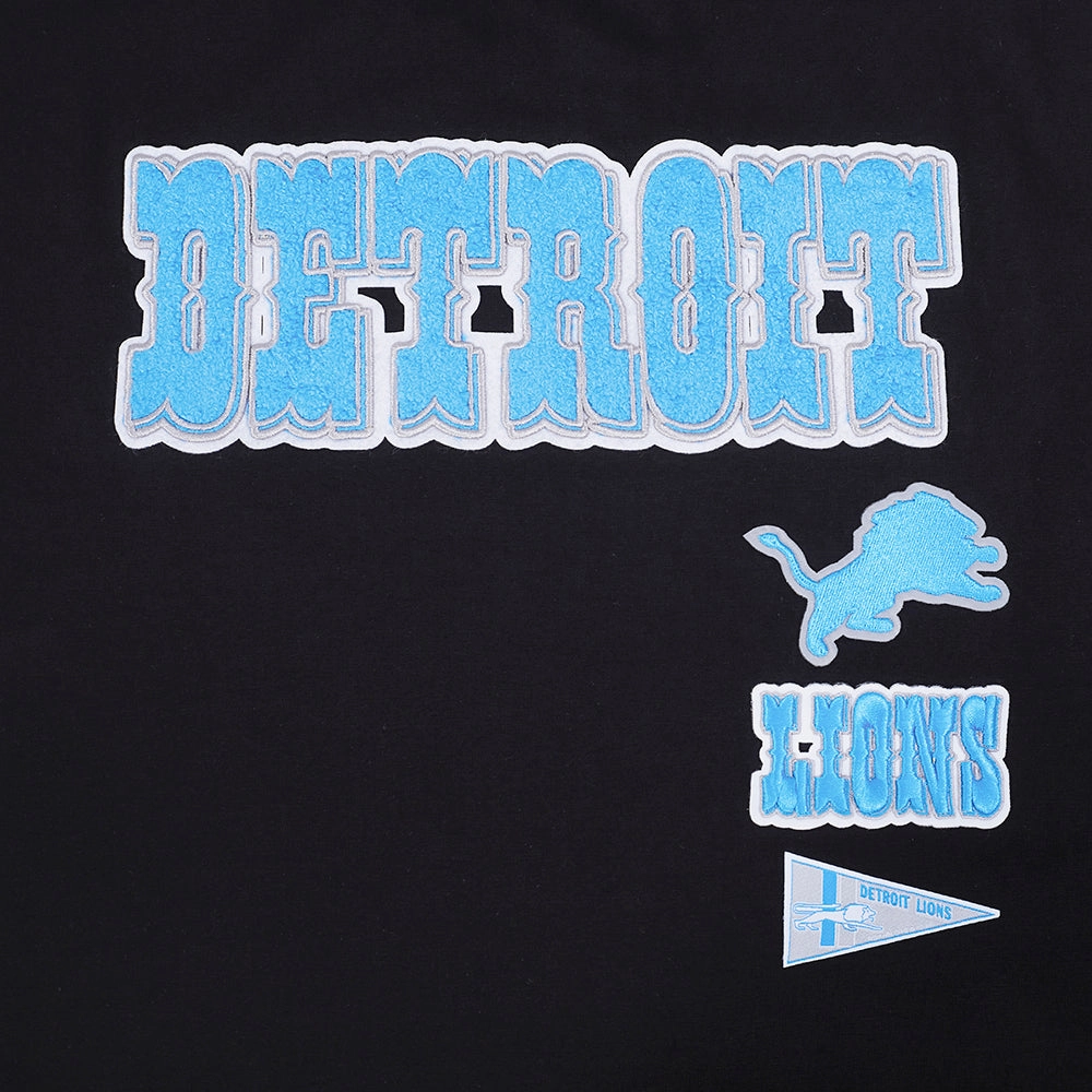 NFL DETROIT LIONS RETRO CLASSIC WOMEN'S SINGLE JERSEY BOXY TEE (BLACK)
