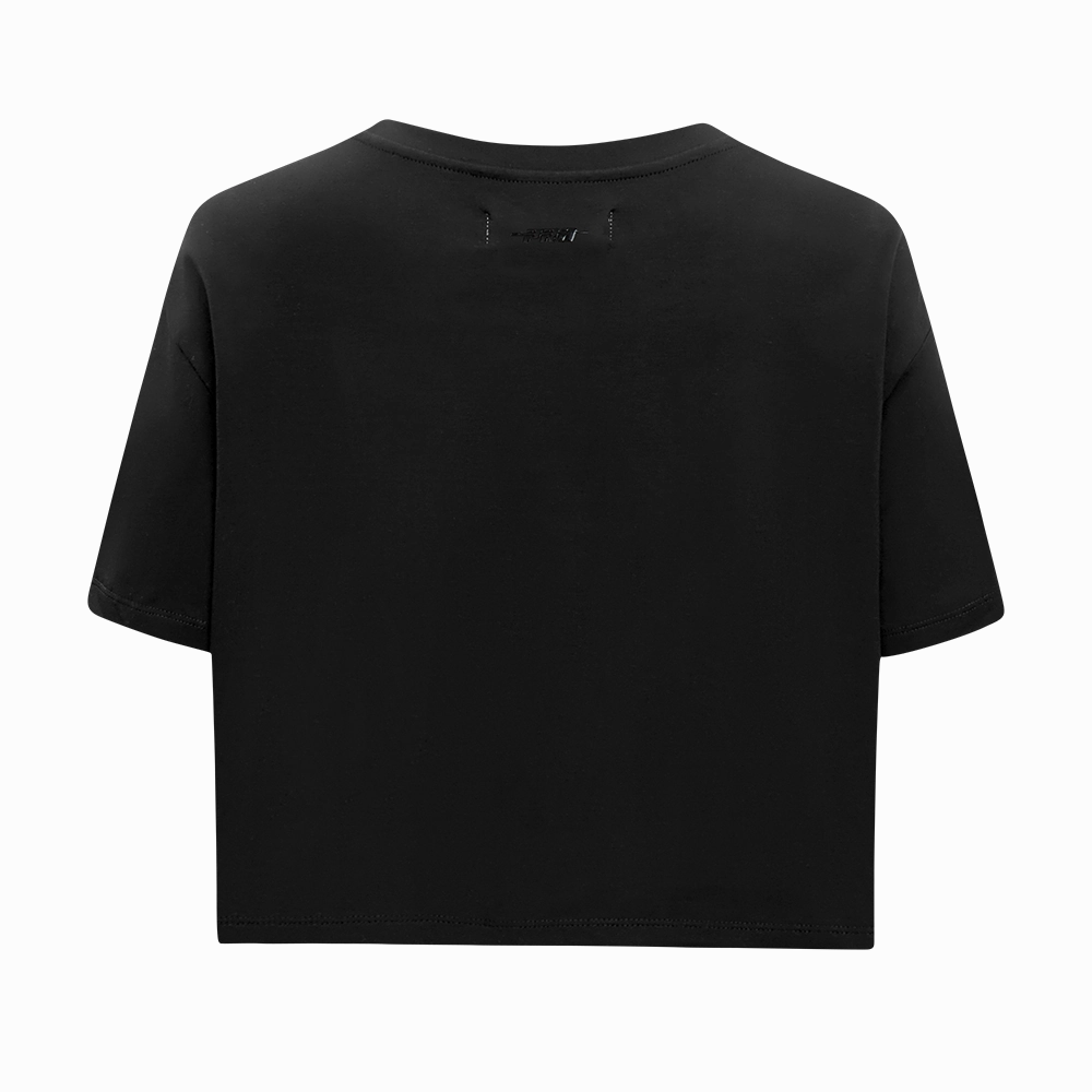 NFL DETROIT LIONS RETRO CLASSIC WOMEN'S SINGLE JERSEY BOXY TEE (BLACK)