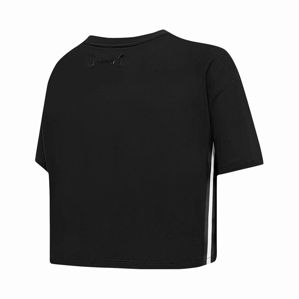 NFL DETROIT LIONS RETRO CLASSIC WOMEN'S SINGLE JERSEY BOXY TEE (BLACK)