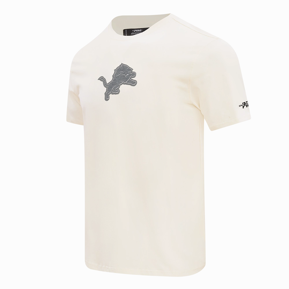 NFL DETROIT LIONS REVERSE FRENCH TERRY MEN'S COTTON JERSEY DROP SHOULDER TEE (EGGSHELL)