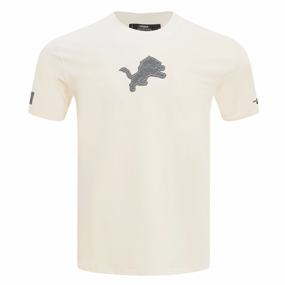 NFL DETROIT LIONS REVERSE FRENCH TERRY MEN'S COTTON JERSEY DROP SHOULDER TEE (EGGSHELL)