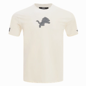 NFL DETROIT LIONS REVERSE FRENCH TERRY MEN'S COTTON JERSEY DROP SHOULDER TEE (EGGSHELL)