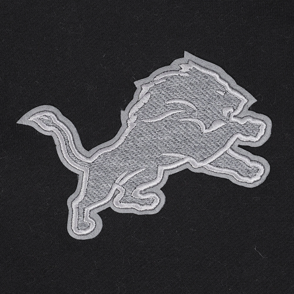 NFL DETROIT LIONS REVERSE FRENCH TERRY MEN'S DROP SHOULDER FLC PO HO (BLACK)