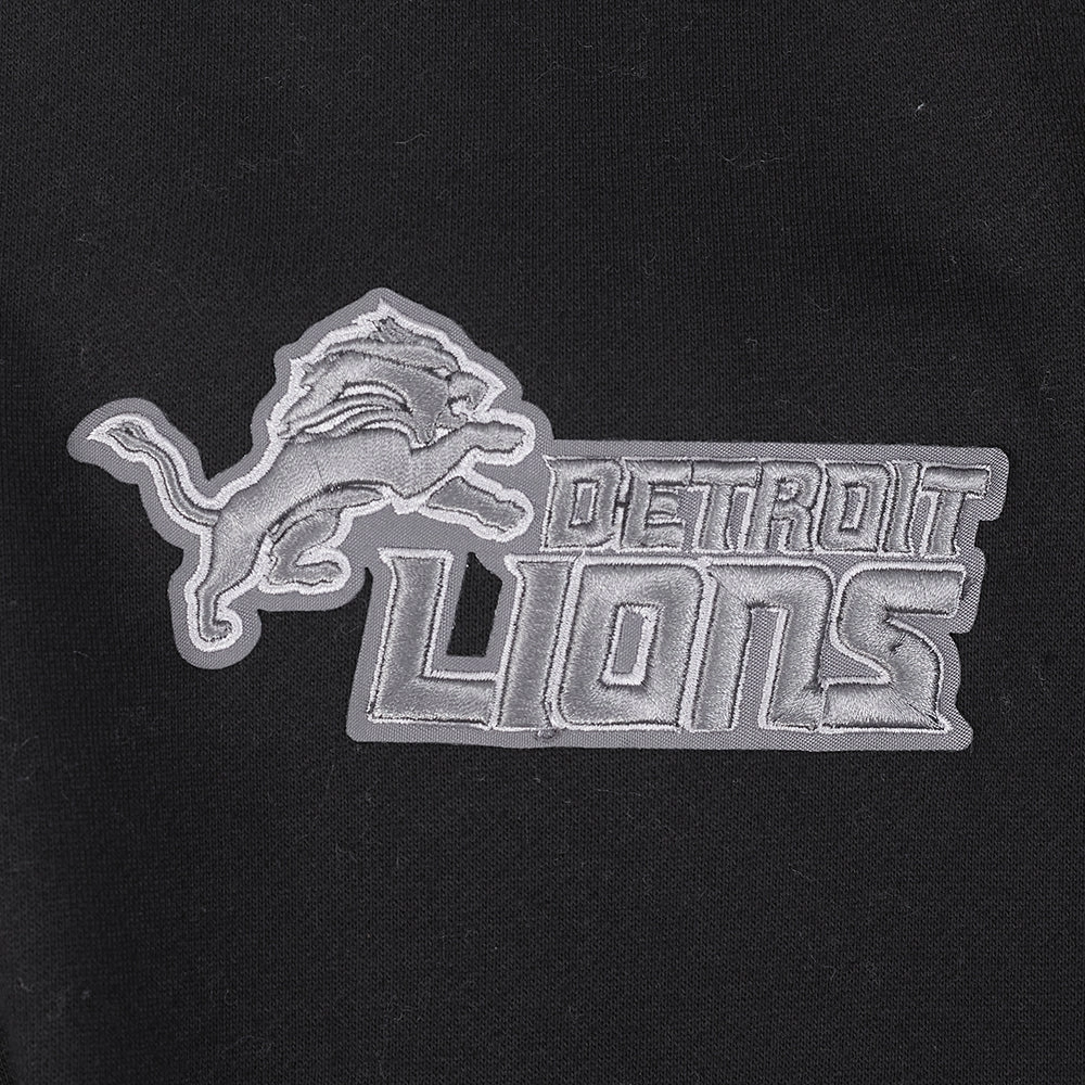 NFL DETROIT LIONS REVERSE FRENCH TERRY MEN'S DROP SHOULDER FLC PO HO (BLACK)