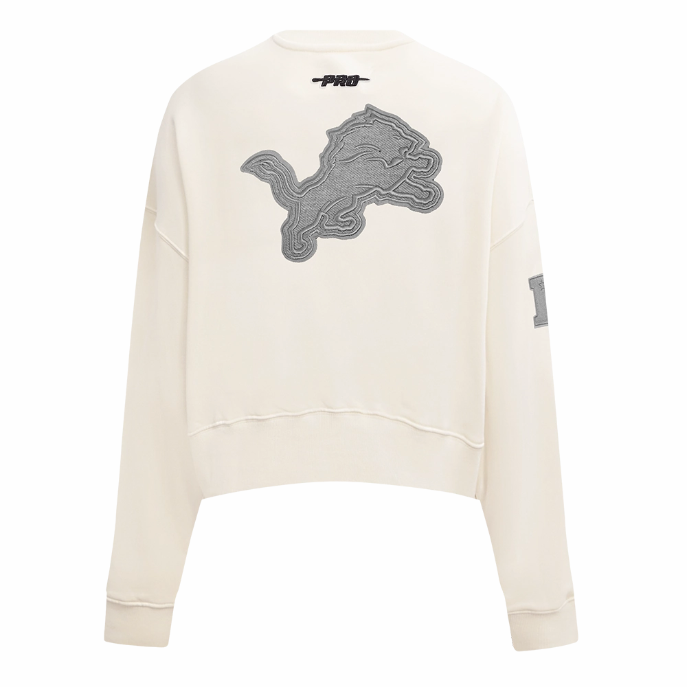 NFL DETROIT LIONS REVERSE FRENCH TERRY WOMEN'S FLEECE CREWNECK (EGGSHELL)