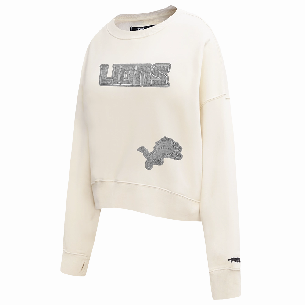 NFL DETROIT LIONS REVERSE FRENCH TERRY WOMEN'S FLEECE CREWNECK (EGGSHELL)