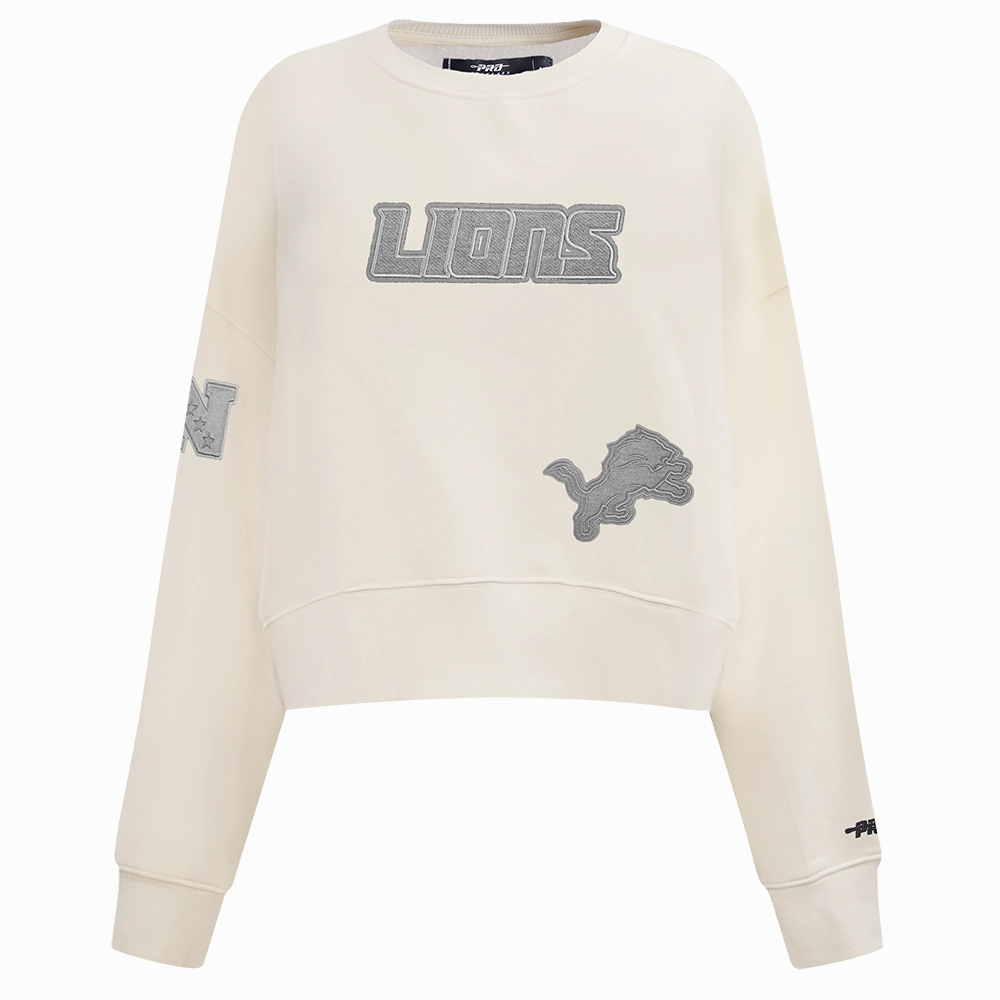 NFL DETROIT LIONS REVERSE FRENCH TERRY WOMEN'S FLEECE CREWNECK (EGGSHELL)