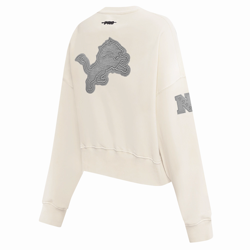 NFL DETROIT LIONS REVERSE FRENCH TERRY WOMEN'S FLEECE CREWNECK (EGGSHELL)