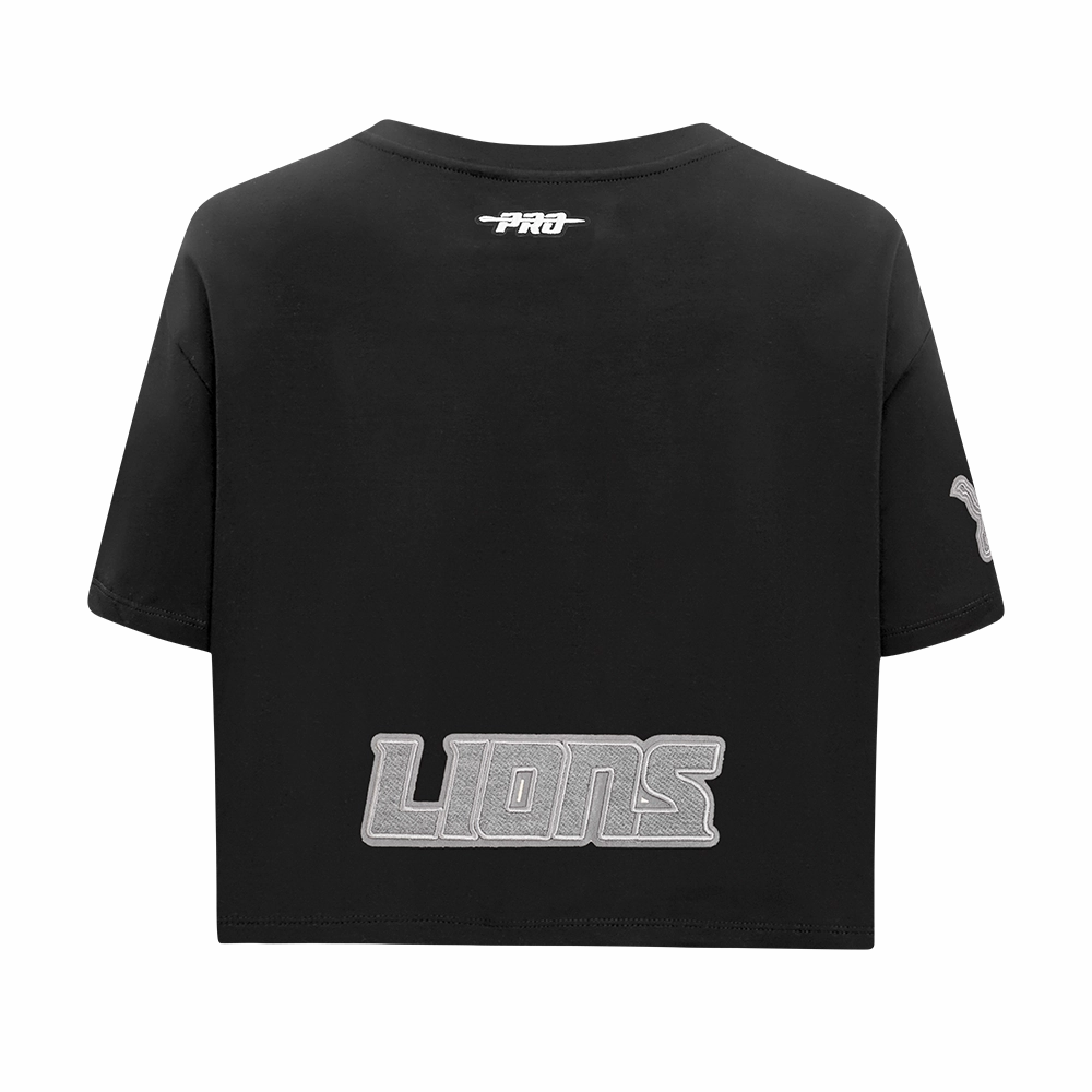 NFL DETROIT LIONS REVERSE FRENCH TERRY WOMEN'S SINGLE JERSEY BOXY TEE (BLACK)