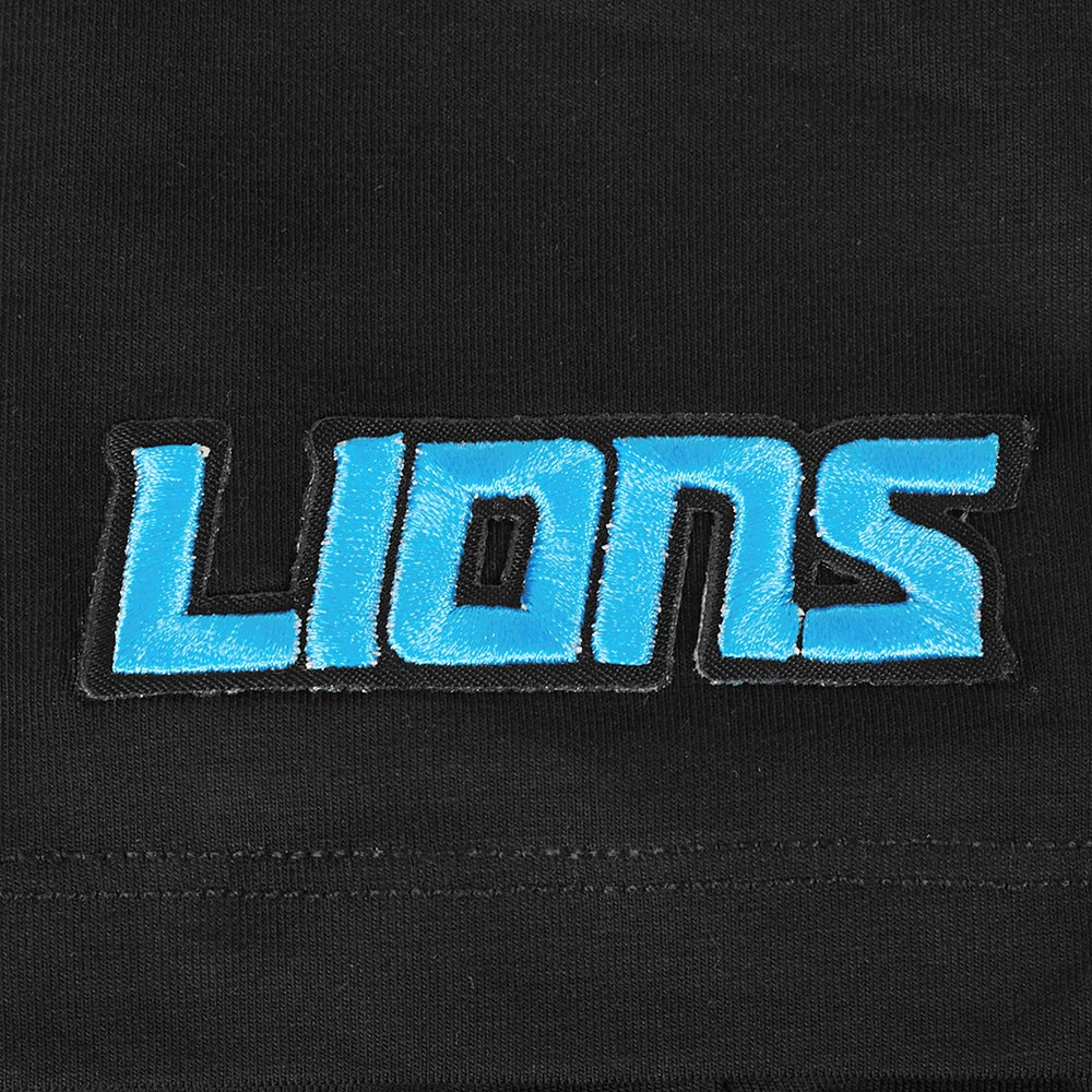 NFL DETROIT LIONS SCRIPT TAIL WOMEN'S SINGLE JERSEY BOXY TEE (BLACK)