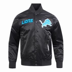 NFL DETROIT LIONS SOUVENIR MEN'S SATIN JACKET (BLACK)