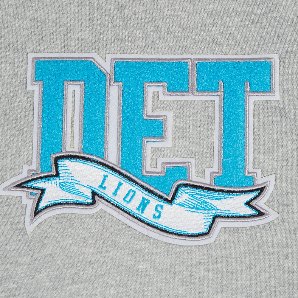 NFL DETROIT LIONS TEAM PENNANTS MEN'S RIB FLEECE PULLOVER HOODIE (HEATHER GRAY/BLACK)