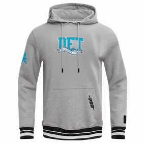 NFL DETROIT LIONS TEAM PENNANTS MEN'S RIB FLEECE PULLOVER HOODIE (HEATHER GRAY/BLACK)