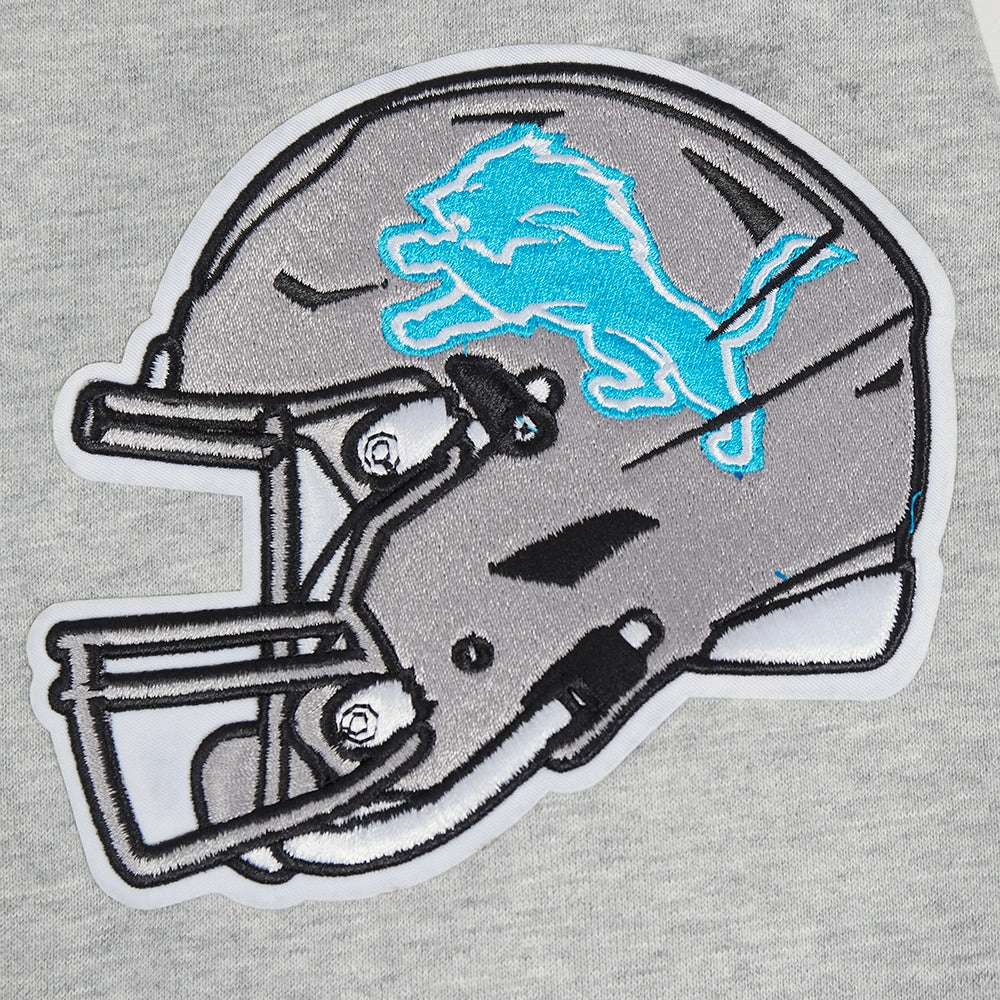 NFL DETROIT LIONS TEAM PENNANTS MEN'S RIB FLEECE PULLOVER HOODIE (HEATHER GRAY/BLACK)