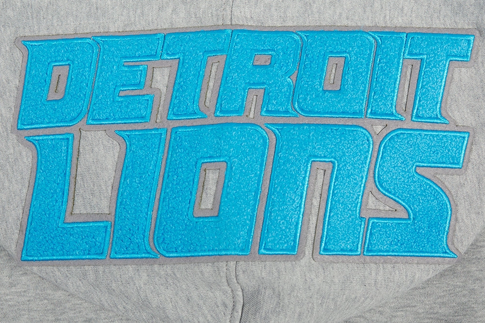 NFL DETROIT LIONS TEAM PENNANTS MEN'S RIB FLEECE PULLOVER HOODIE (HEATHER GRAY/BLACK)