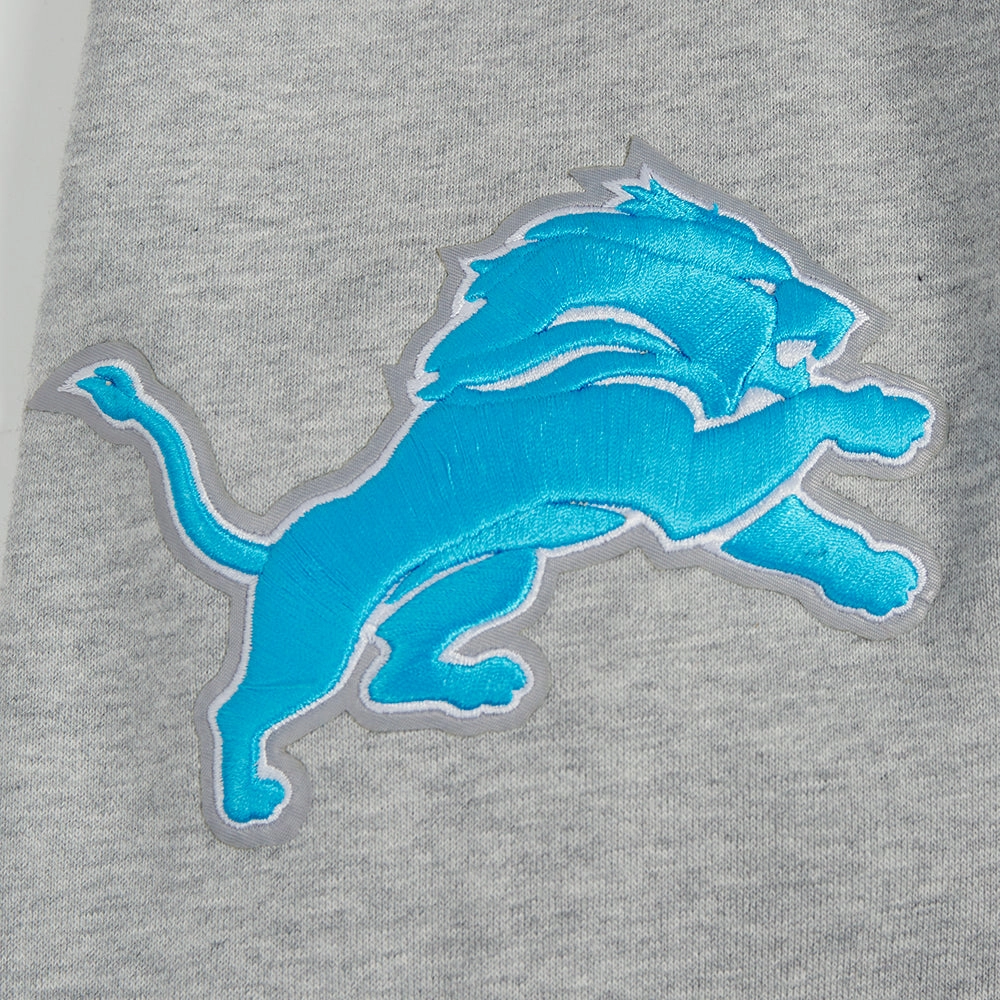 NFL DETROIT LIONS TEAM PENNANTS MEN'S RIB FLEECE PULLOVER HOODIE (HEATHER GRAY/BLACK)