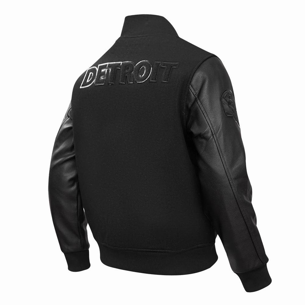 NFL DETROIT LIONS TRIPLE BLACK MEN'S MEN'S WOOL VARSITY JACKET (TRIPLE BLACK)