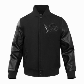 NFL DETROIT LIONS TRIPLE BLACK MEN'S MEN'S WOOL VARSITY JACKET (TRIPLE BLACK)