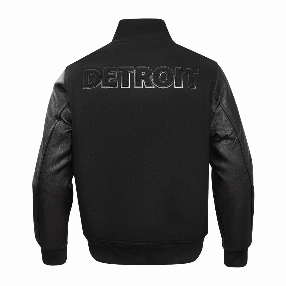 NFL DETROIT LIONS TRIPLE BLACK MEN'S MEN'S WOOL VARSITY JACKET (TRIPLE BLACK)
