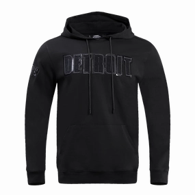 NFL DETROIT LIONS TRIPLE BLACK MEN'S PULLOVER HOODIE (TRIPLE BLACK)