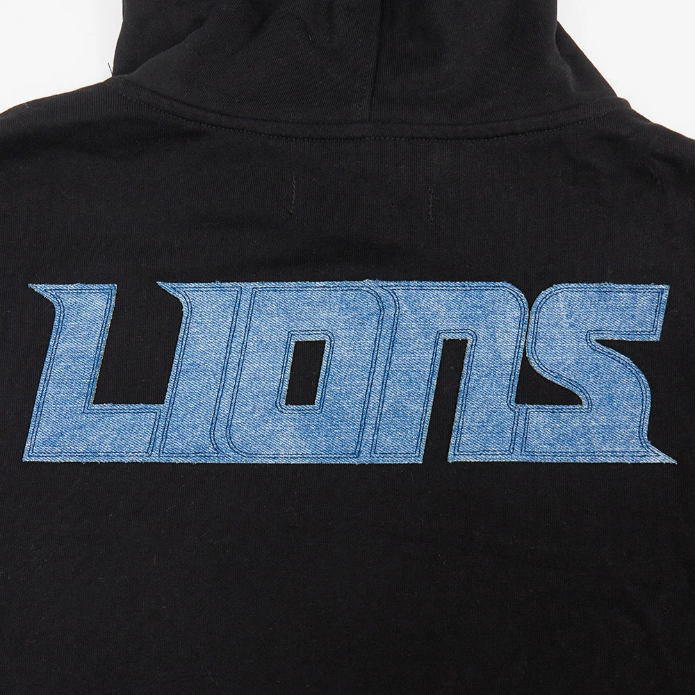 NFL DETROIT LIONS VARSITY BLUES MEN'S PULLOVER HOODIE (BLACK)