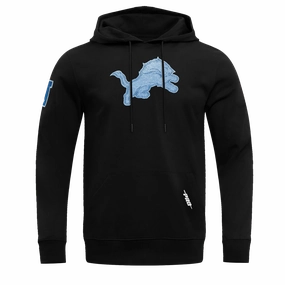 NFL DETROIT LIONS VARSITY BLUES MEN'S PULLOVER HOODIE (BLACK)