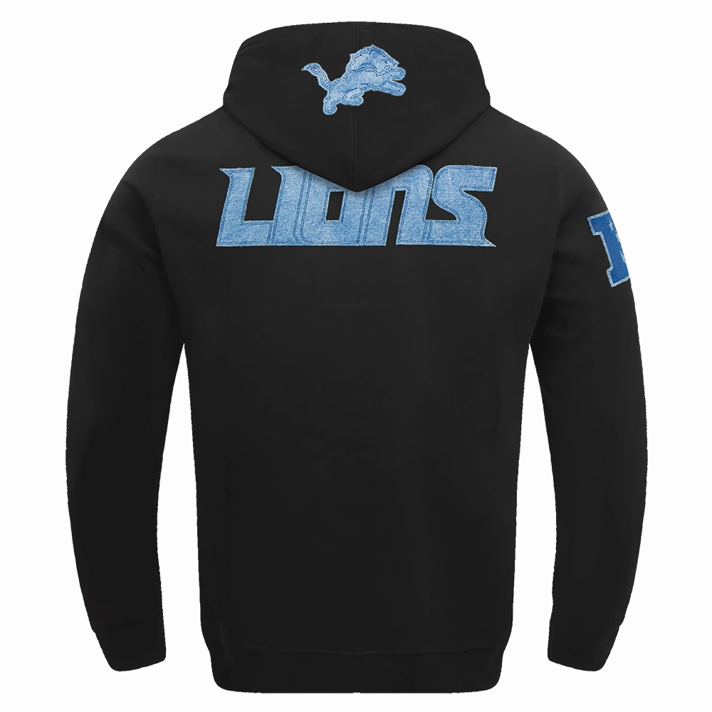 NFL DETROIT LIONS VARSITY BLUES MEN'S PULLOVER HOODIE (BLACK)