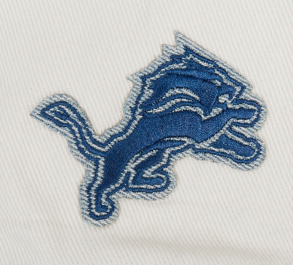 NFL DETROIT LIONS VARSITY BLUES WOMEN'S DENIM VARSITY JACKET (DENIM/LINEN)