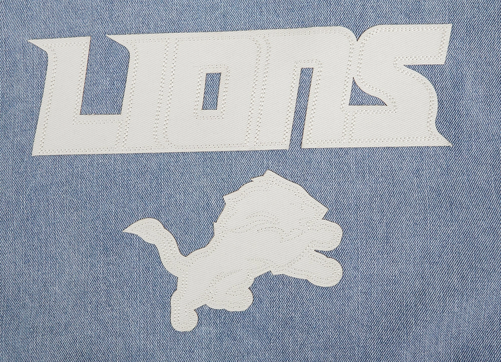 NFL DETROIT LIONS VARSITY BLUES WOMEN'S DENIM VARSITY JACKET (DENIM/LINEN)