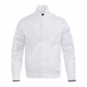NFL DETROIT LIONS WHITE OUT MEN'S SATIN JACKET (WHITE)