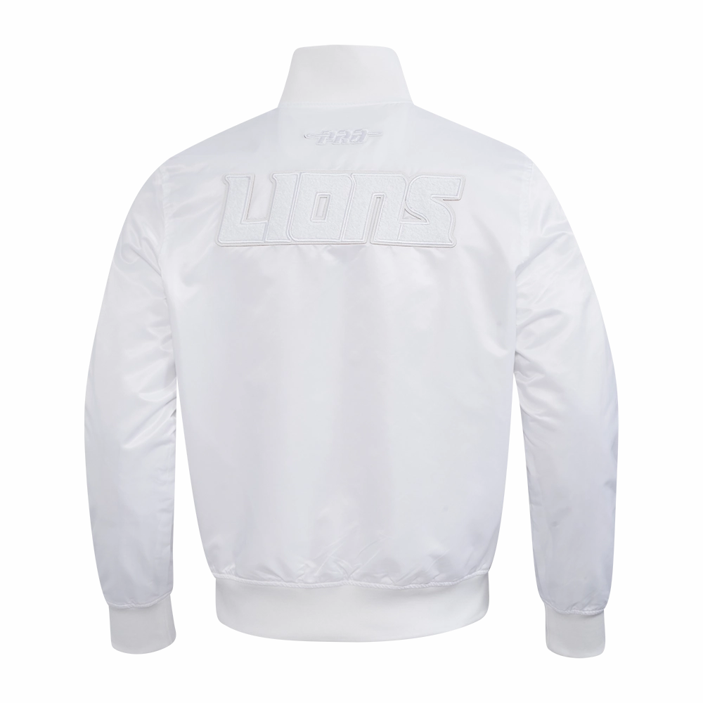 NFL DETROIT LIONS WHITE OUT MEN'S SATIN JACKET (WHITE)