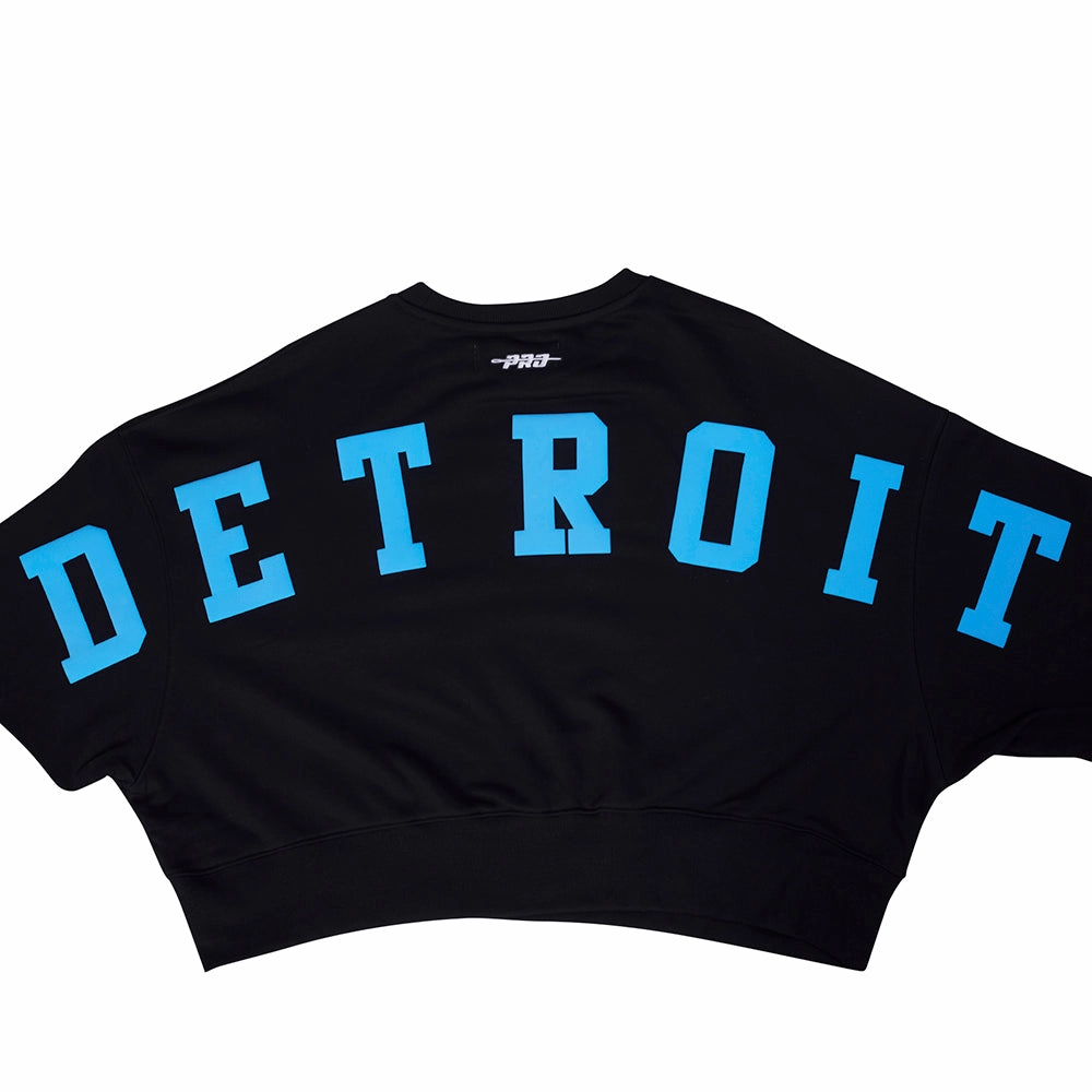 NFL DETROIT LIONS WINGSPAN WOMEN'S FLC CREWNECK (BLACK)