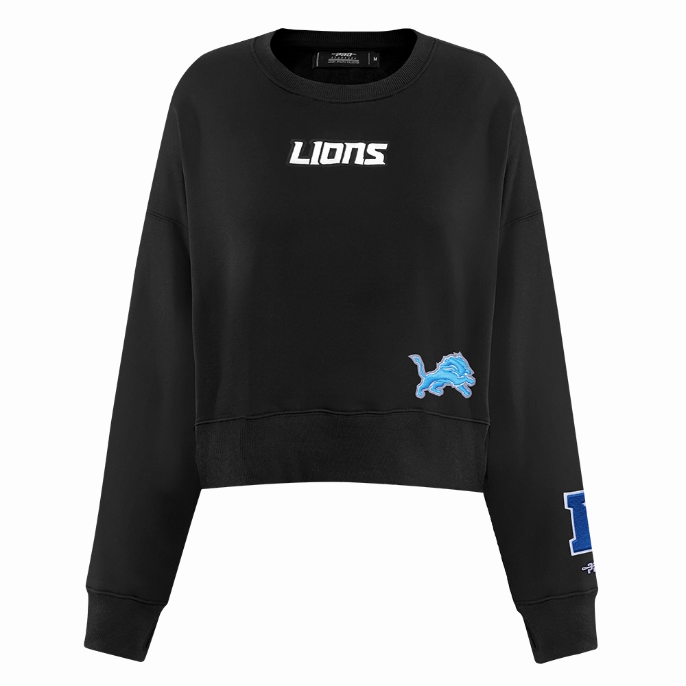 NFL DETROIT LIONS WINGSPAN WOMEN'S FLC CREWNECK (BLACK)