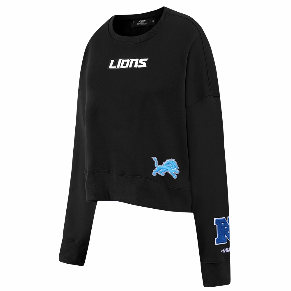 NFL DETROIT LIONS WINGSPAN WOMEN'S FLC CREWNECK (BLACK)