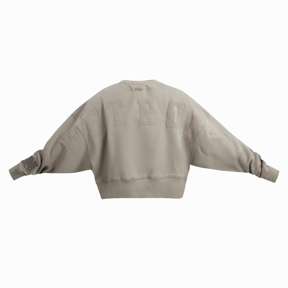 NFL DETROIT LIONS WINGSPAN WOMEN'S FLEECE CREWNECK (TAUPE)