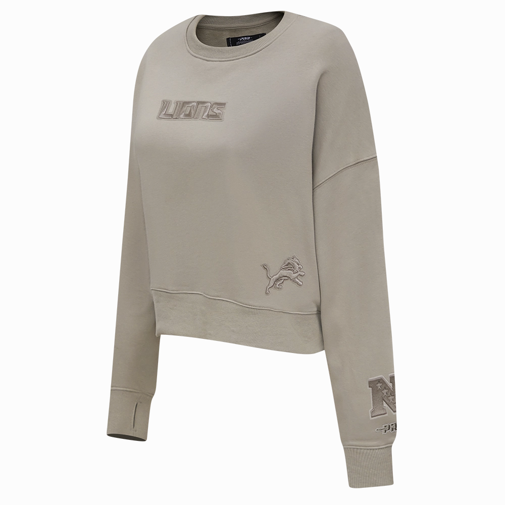 NFL DETROIT LIONS WINGSPAN WOMEN'S FLEECE CREWNECK (TAUPE)