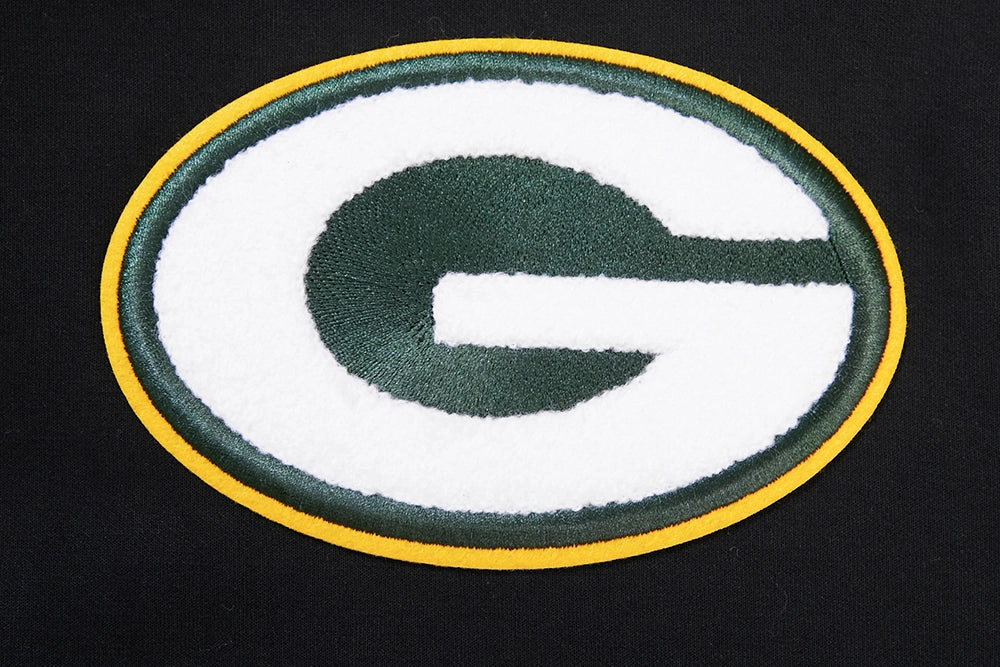 NFL GREEN BAY PACKERS  CLASSIC CHENILLE MEN'S DOUBLE KNIT  FULL ZIP HOODIE (BLACK)