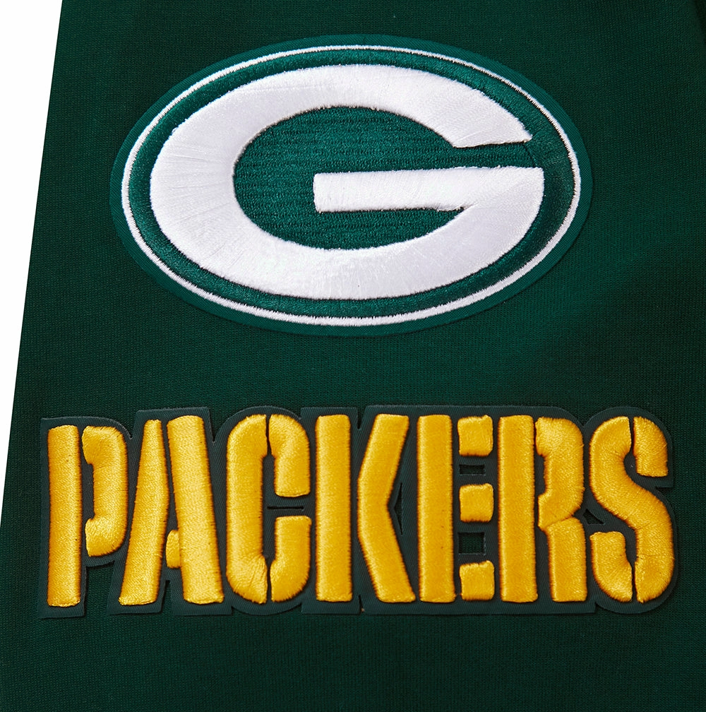 NFL GREEN BAY PACKERS  CLASSIC CHENILLE MEN'S DOUBLE KNIT PULLOVER HOODIE (FOREST GREEN)