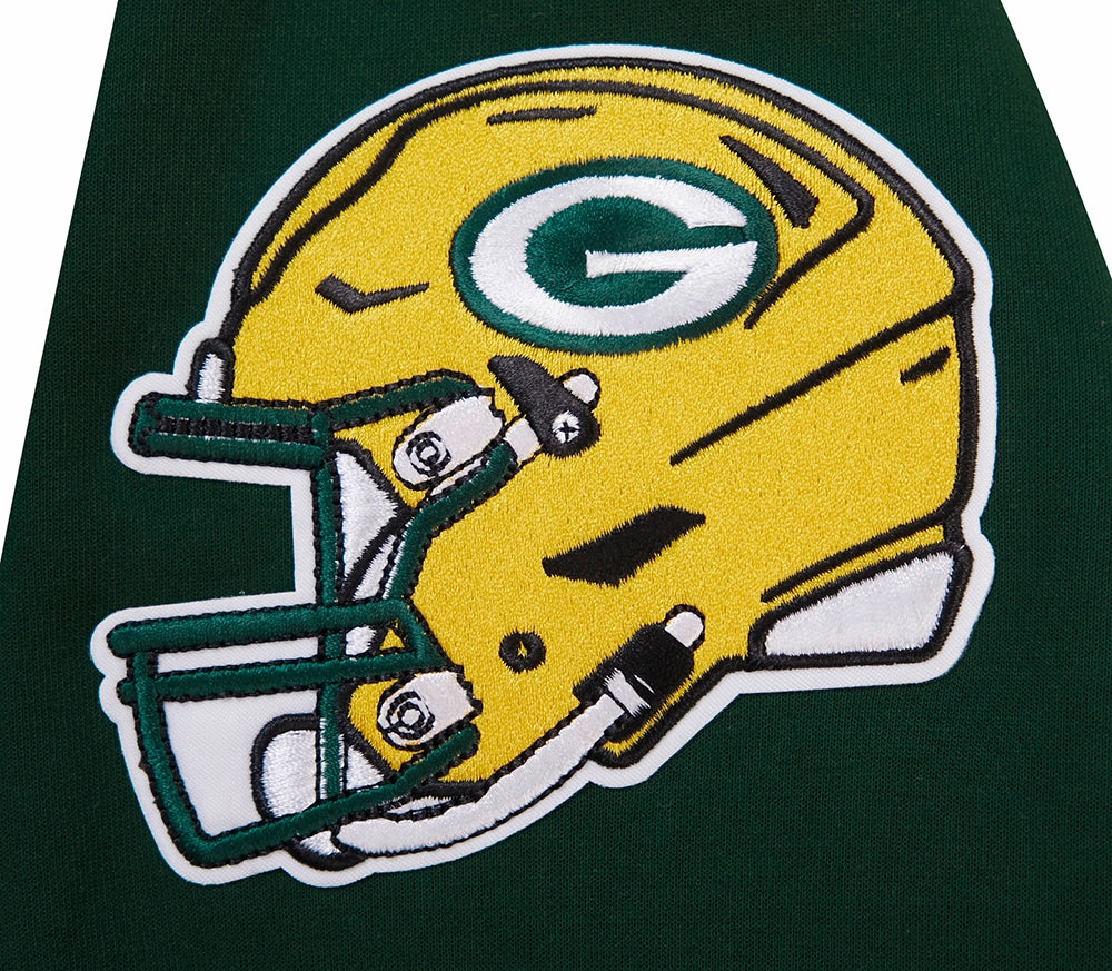 NFL GREEN BAY PACKERS  CLASSIC CHENILLE MEN'S DOUBLE KNIT PULLOVER HOODIE (FOREST GREEN)