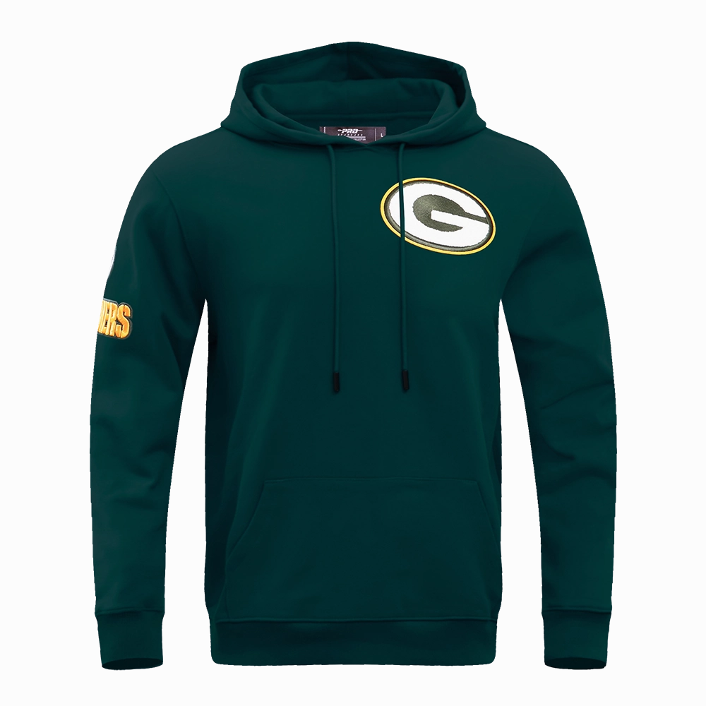 NFL GREEN BAY PACKERS  CLASSIC CHENILLE MEN'S DOUBLE KNIT PULLOVER HOODIE (FOREST GREEN)