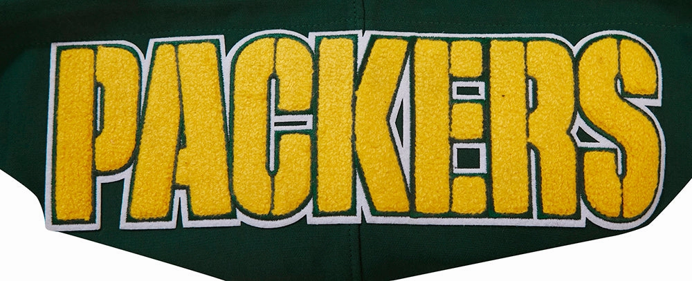 NFL GREEN BAY PACKERS  CLASSIC CHENILLE MEN'S DOUBLE KNIT PULLOVER HOODIE (FOREST GREEN)