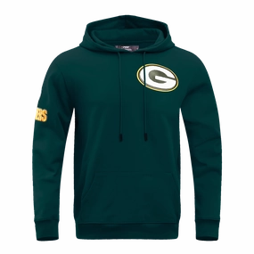NFL GREEN BAY PACKERS  CLASSIC CHENILLE MEN'S DOUBLE KNIT PULLOVER HOODIE (FOREST GREEN)