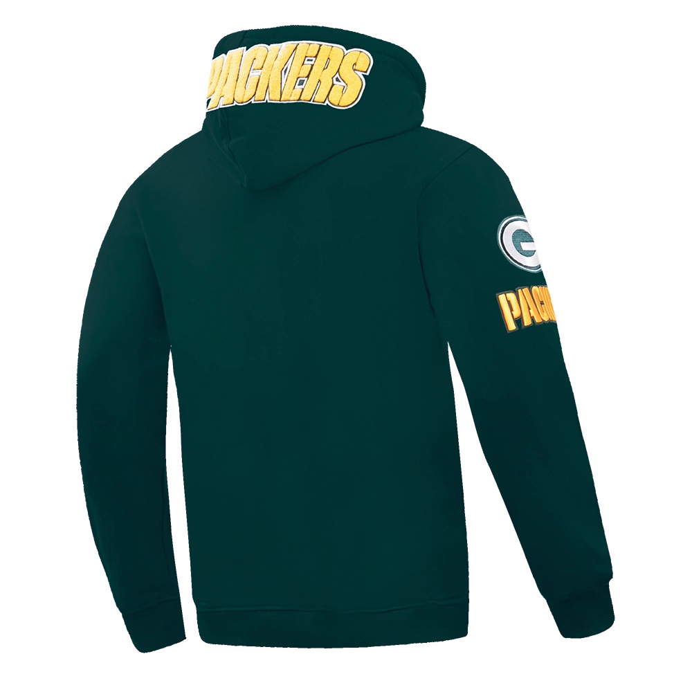 NFL GREEN BAY PACKERS  CLASSIC CHENILLE MEN'S DOUBLE KNIT PULLOVER HOODIE (FOREST GREEN)
