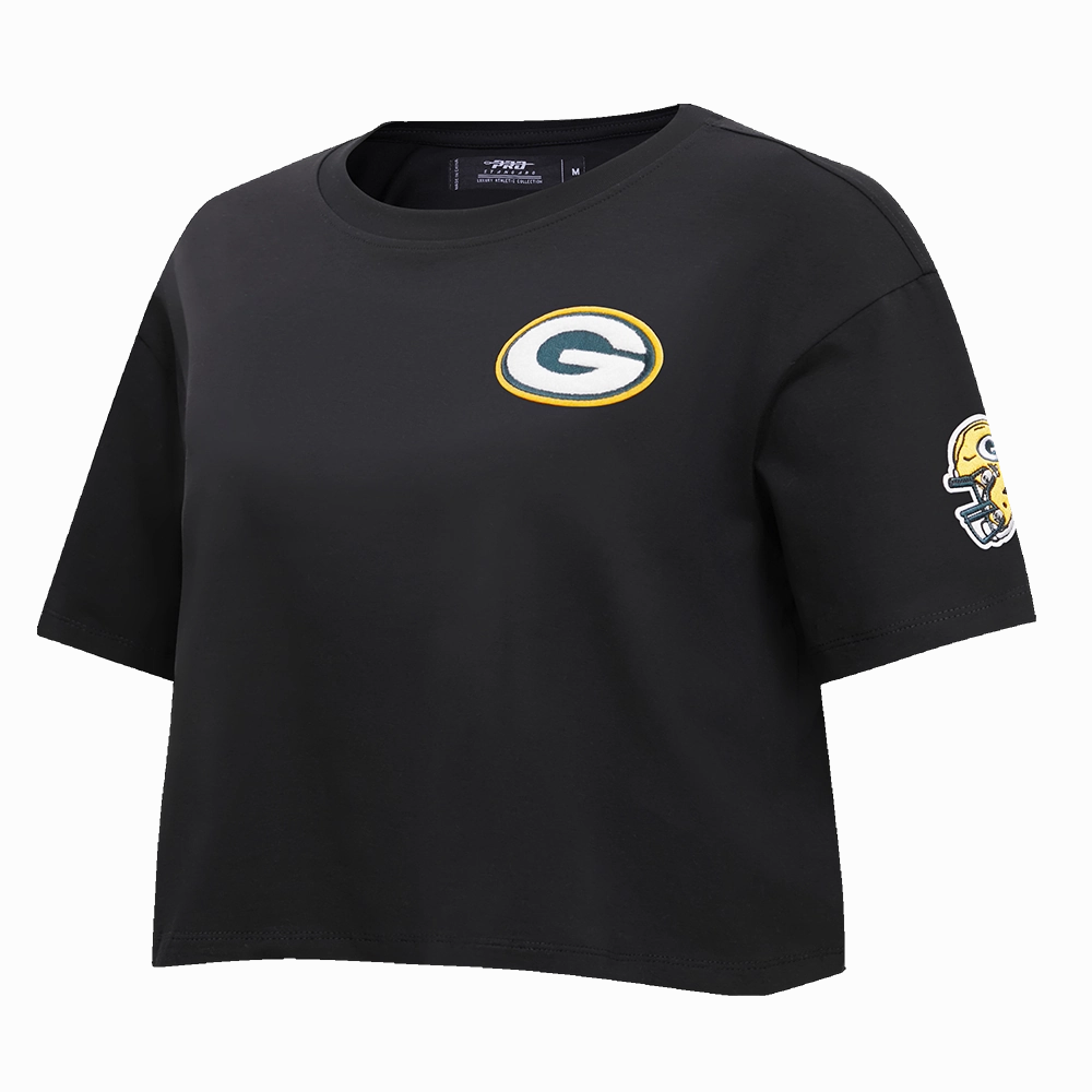 NFL GREEN BAY PACKERS  CLASSIC WOMEN'S SINGLE JERSEY BOXY TEE (BLACK)