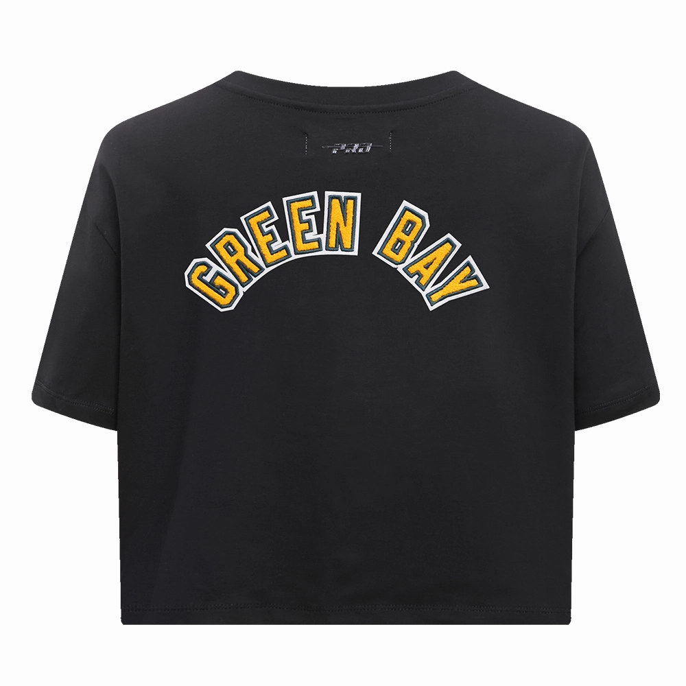 NFL GREEN BAY PACKERS  CLASSIC WOMEN'S SINGLE JERSEY BOXY TEE (BLACK)