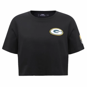 NFL GREEN BAY PACKERS  CLASSIC WOMEN'S SINGLE JERSEY BOXY TEE (BLACK)