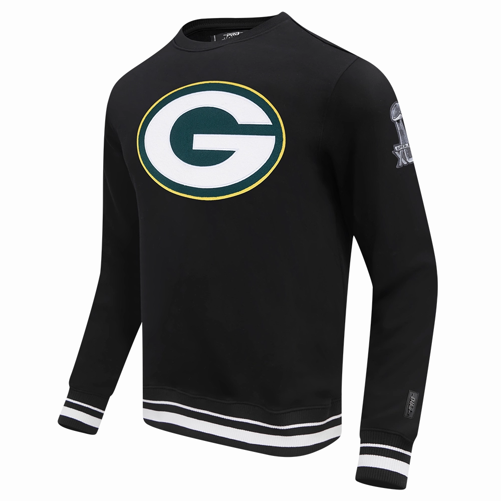 NFL GREEN BAY PACKERS MASHUP MEN'S RIB CREWNECK (BLACK)