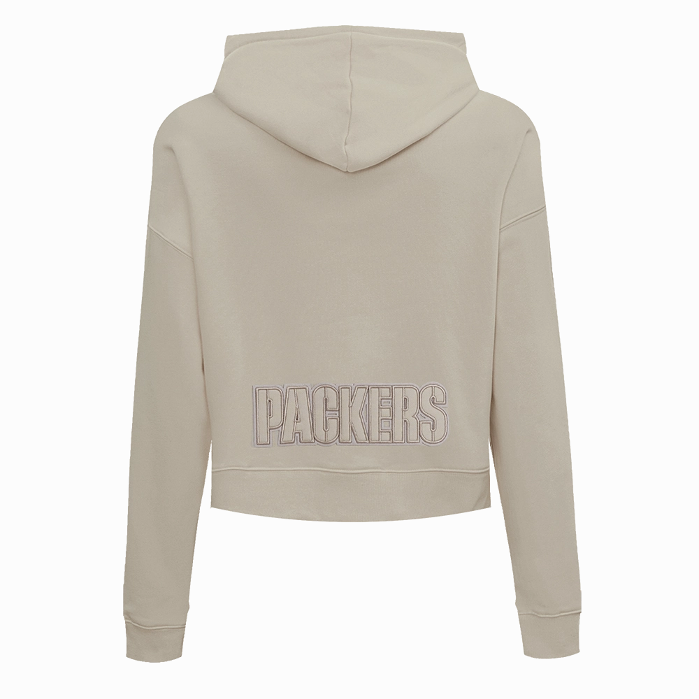 NFL GREEN BAY PACKERS NEUTRAL WOMEN'S CROPPED PULLOVER HOODIE (TAUPE)