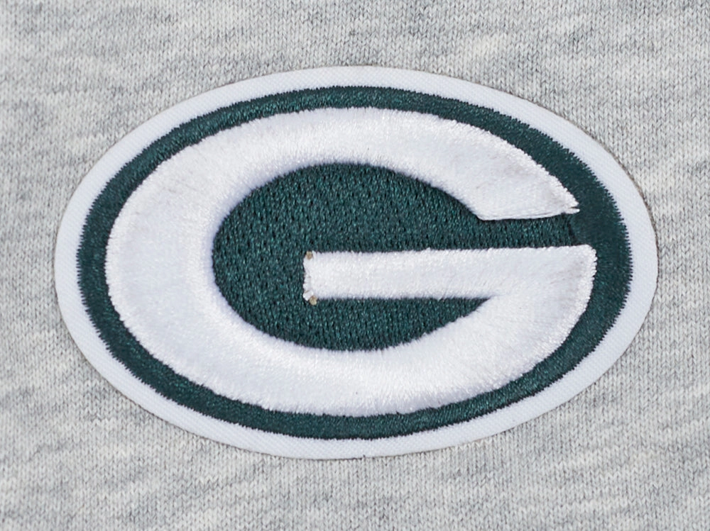 NFL GREEN BAY PACKERS PRO PREP RIB FLEECE WOMEN'S CROPPED PULLOVER HOODIE (HEATHER GRAY/BLACK)